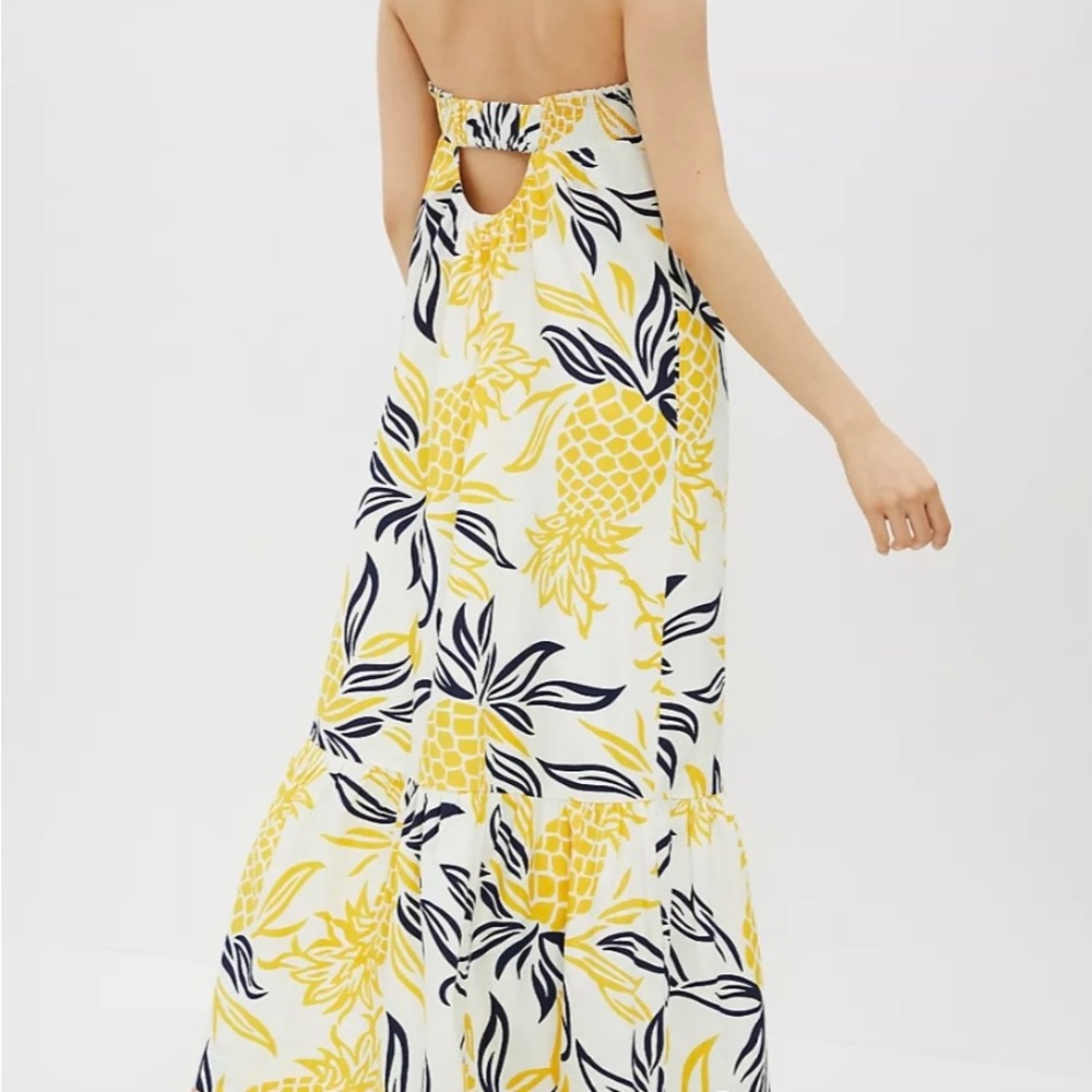 Anthropologie Floral Flounced Maxi Dress Pineapples Strapless L - Picture 2 of 13